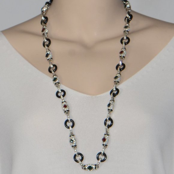 Kenneth Jay Lane KJL 31.5"Long Multi Color Deco Necklace